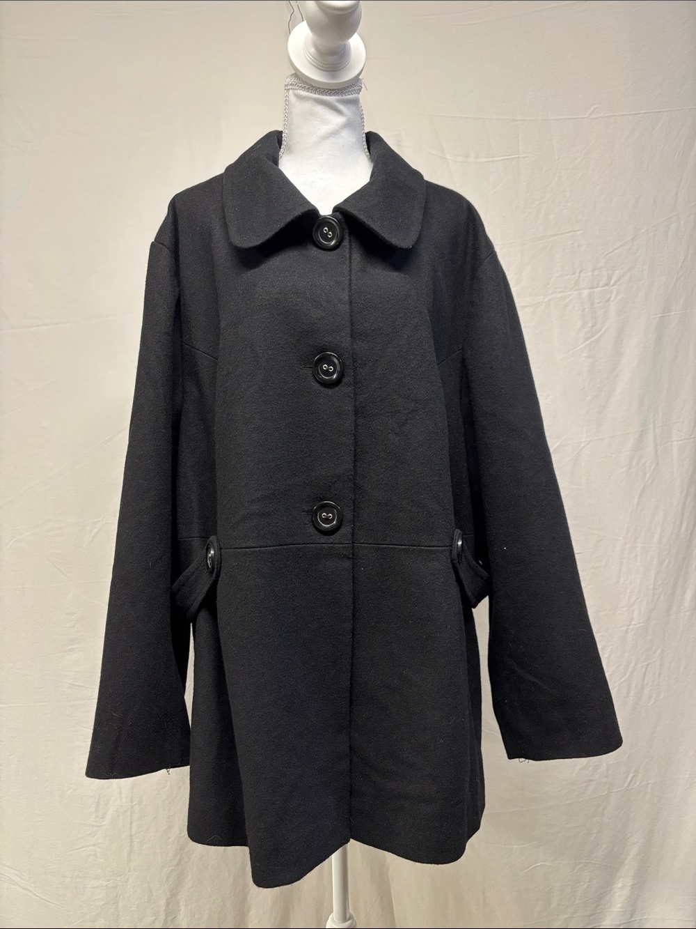 Penningtons Black Button-Front Pea Coat
